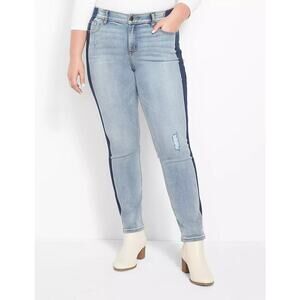 Lane Bryant Signature Fit Body Icon Straight Jean Two-Tone Medium Wash Size 20